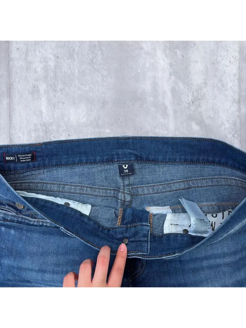 Y2K Blue True Religion Grunge Ricky Straight Denim Jeans